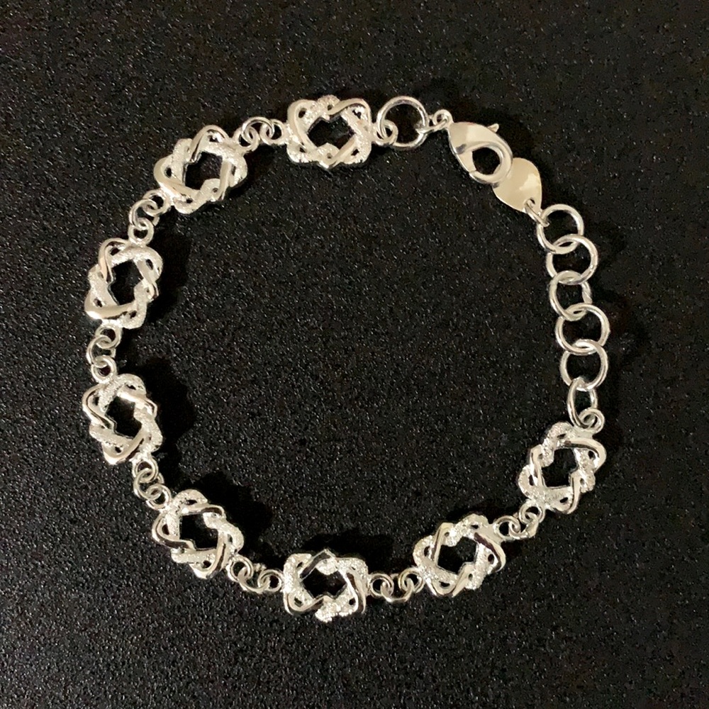 Sterling Silver Double Heart Knot Bracelet